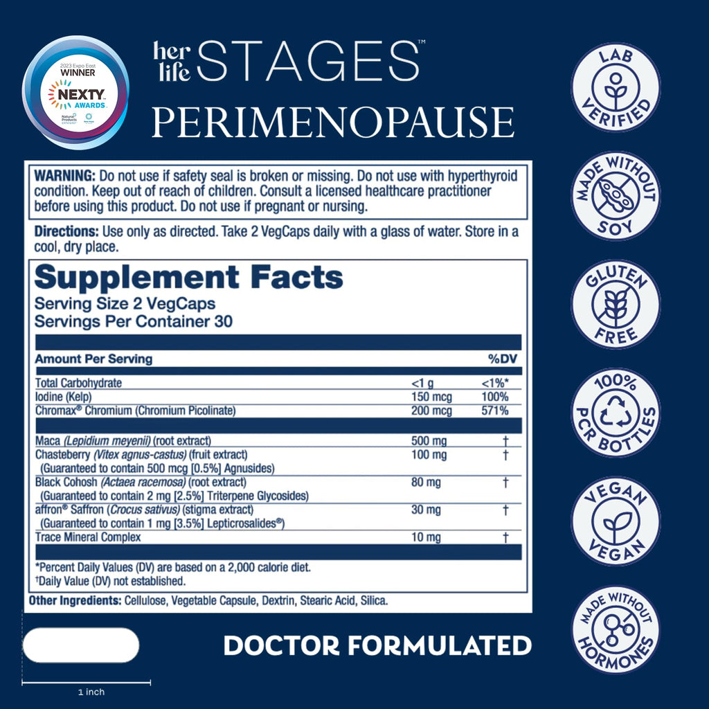 SOLARAY Perimenopause Life Stages – Natural Perimenopause Supplements for Women | No Hormones, 60-Day Guarantee