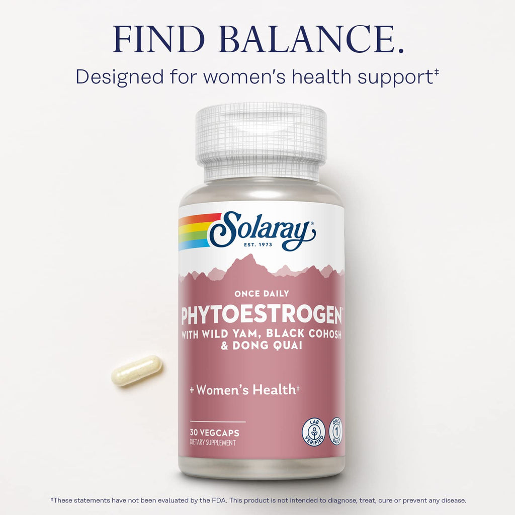 SOLARAY Once Daily Phytoestrogen – Women's Hormone Support with Black Cohosh, Dong Quai, Wild Yam & Soy Isoflavones | 60-Day Guarantee