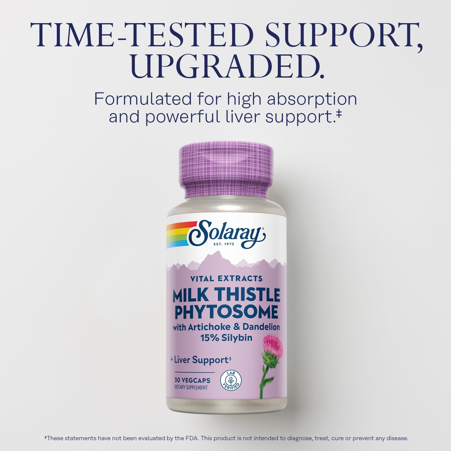 SOLARAY Milk Thistle Phytosome with Artichoke, Dandelion & Ginger – 15% Silybin Liver Support, 60-Day Guarantee | 30 Servings