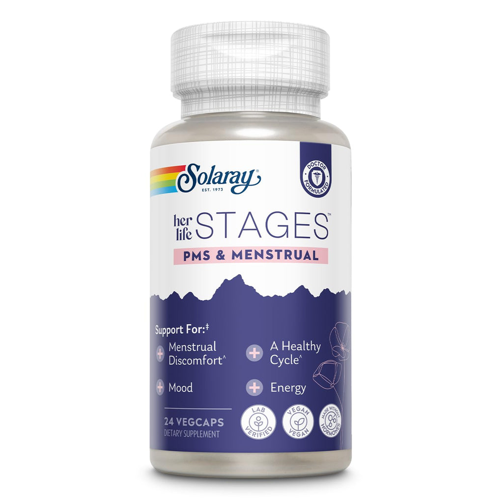 Solaray PMS & Menstrual Support – Vitex, Cramp Bark, No Hormones