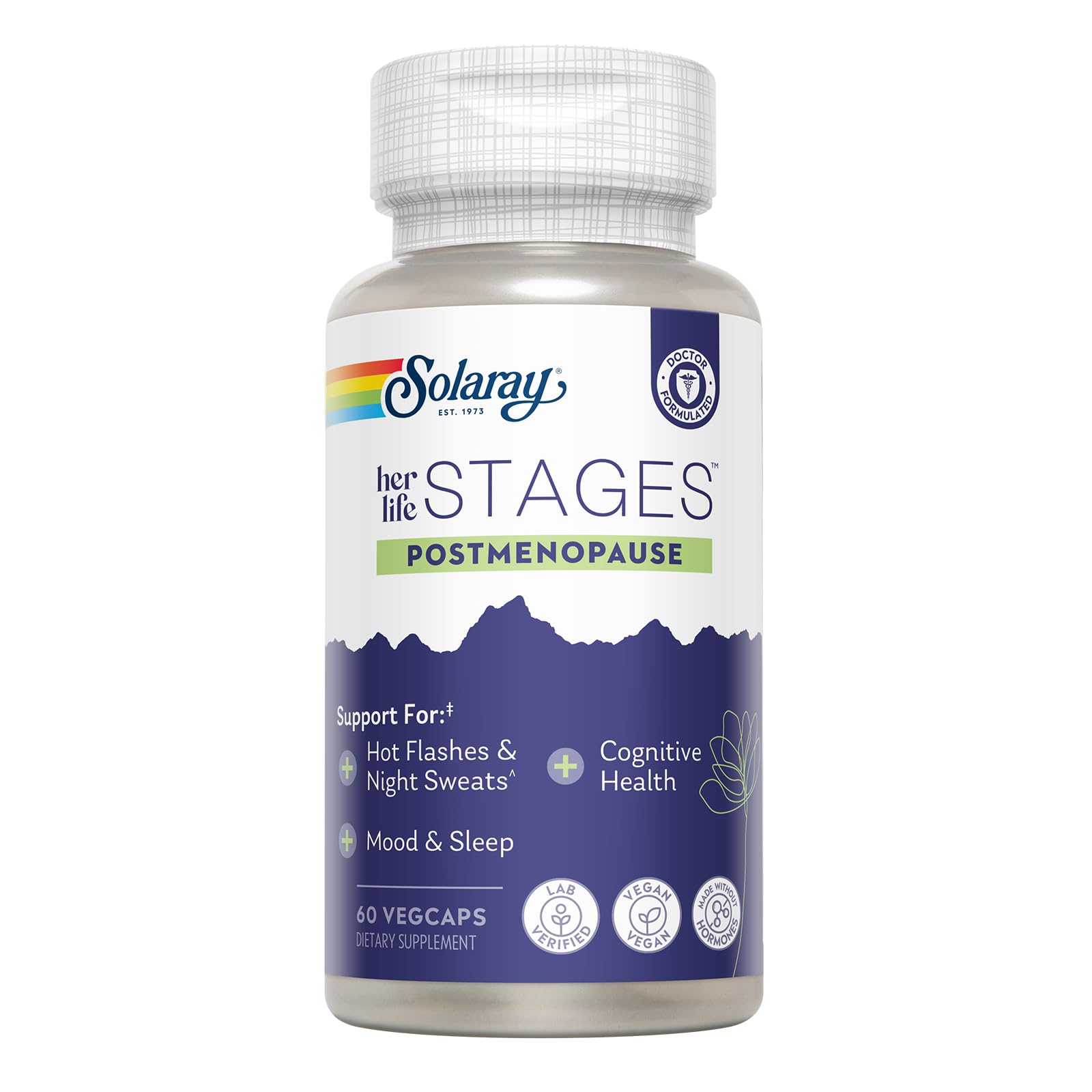 SOLARAY Postmenopause for Women – Resveratrol, Vegan, Hormone-Free, 30 Servings, 60 VegCaps