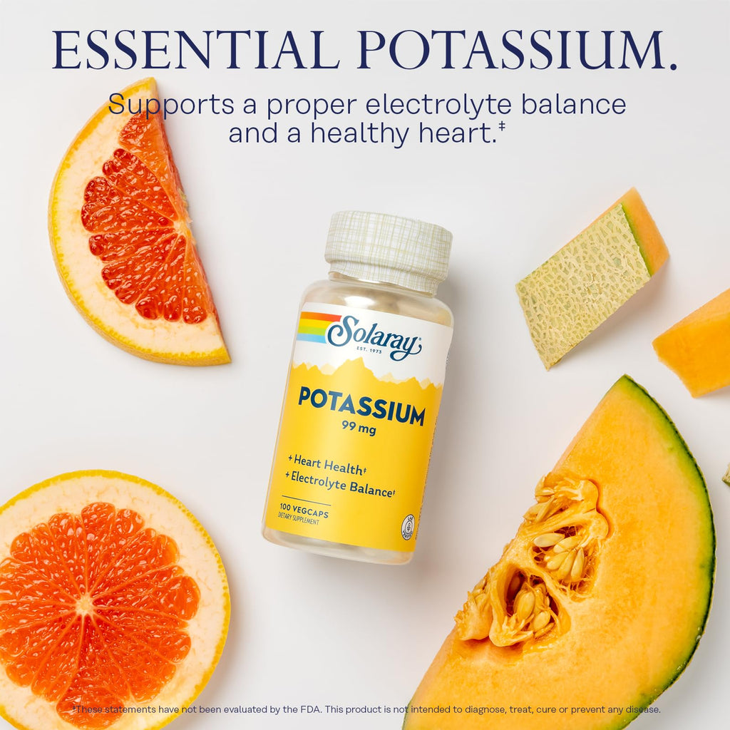 Solaray Potassium 99 mg – Electrolyte Balance & Heart Health | 100 Servings