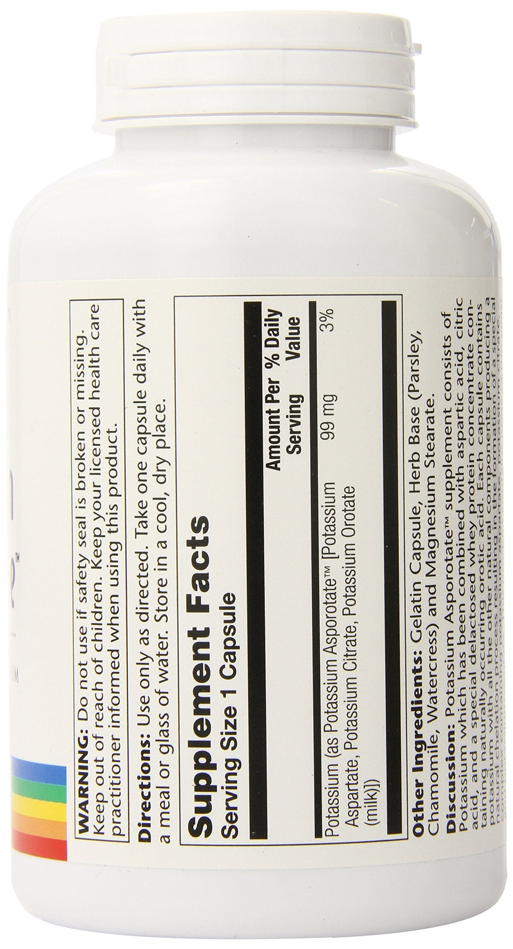 Solaray Potassium Asporotate Supplement – 99 mg, 200 Count
