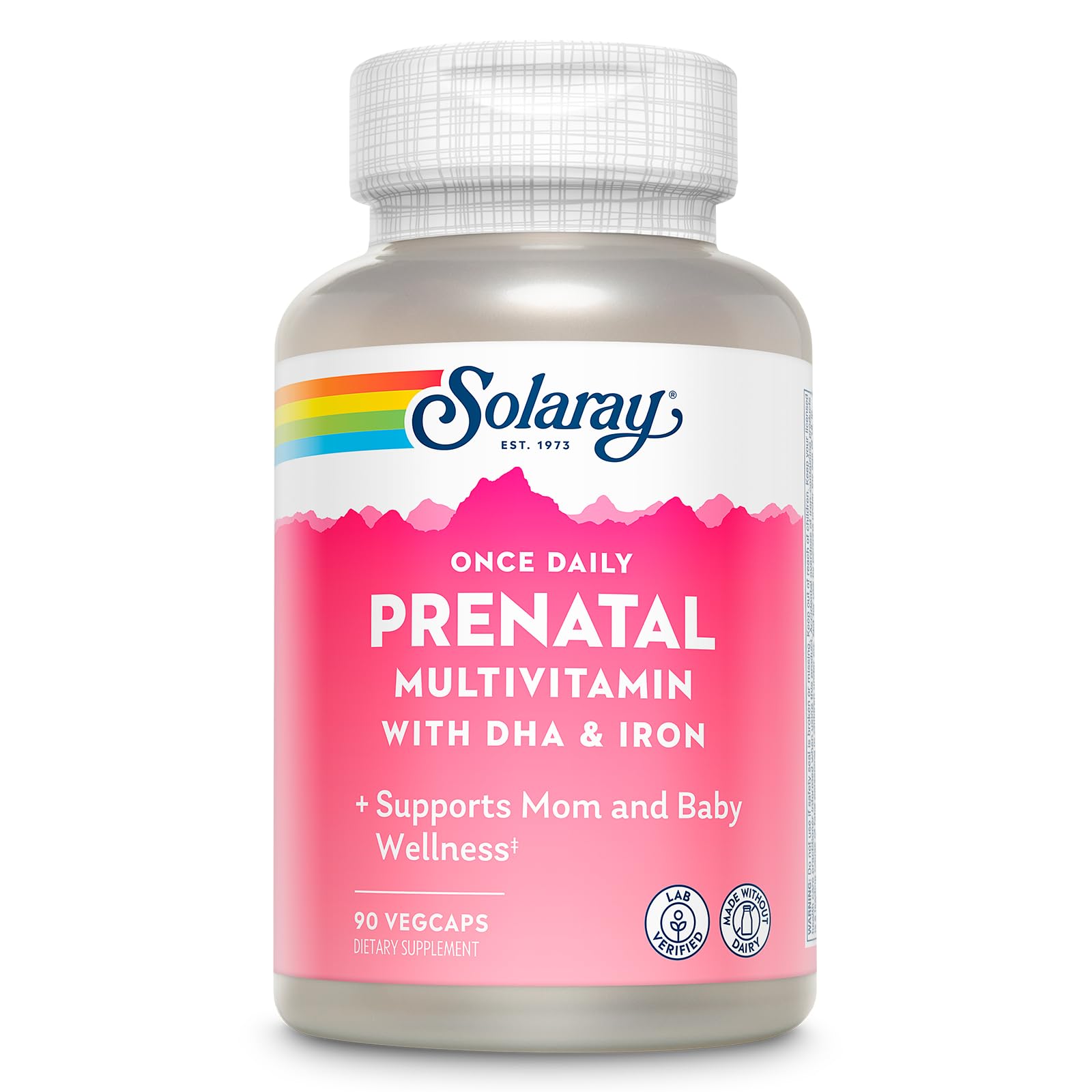 Solaray Once Daily Prenatal Multivitamin with DHA & Iron – 90 VegCaps