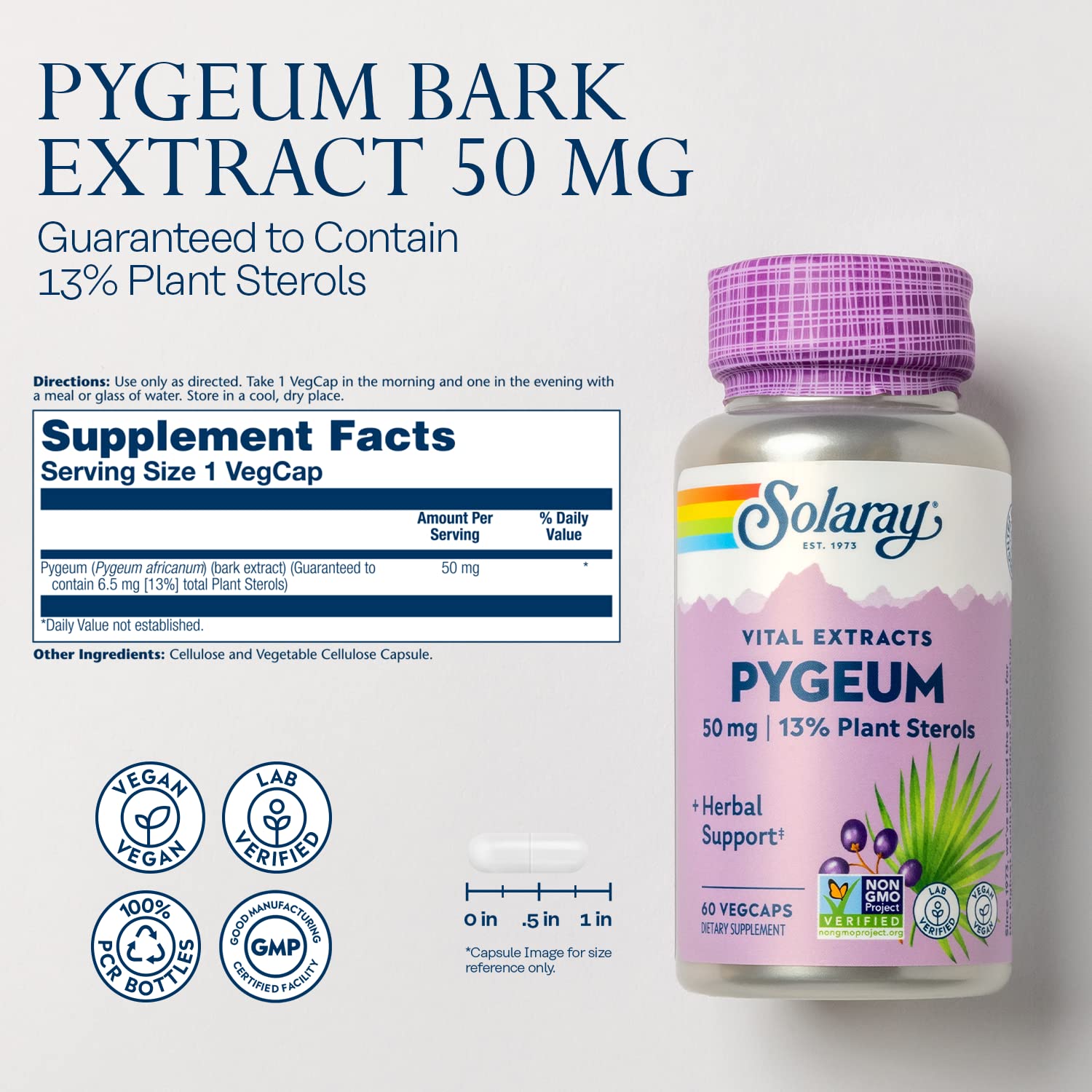 SOLARAY Pygeum Bark Extract 50mg – Prostate Health Support