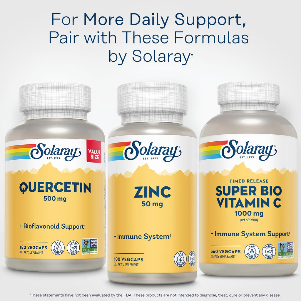 SOLARAY Quercetin 500mg Capsules – Vegan, Non-GMO Antioxidant Support