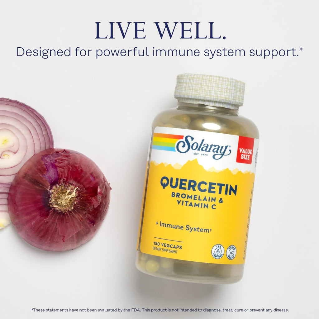 SOLARAY Quercetin Bromelain & Vitamin C – Immune Support, Antioxidant Activity, Vegan, 75 Servings, 60 Day Guarantee