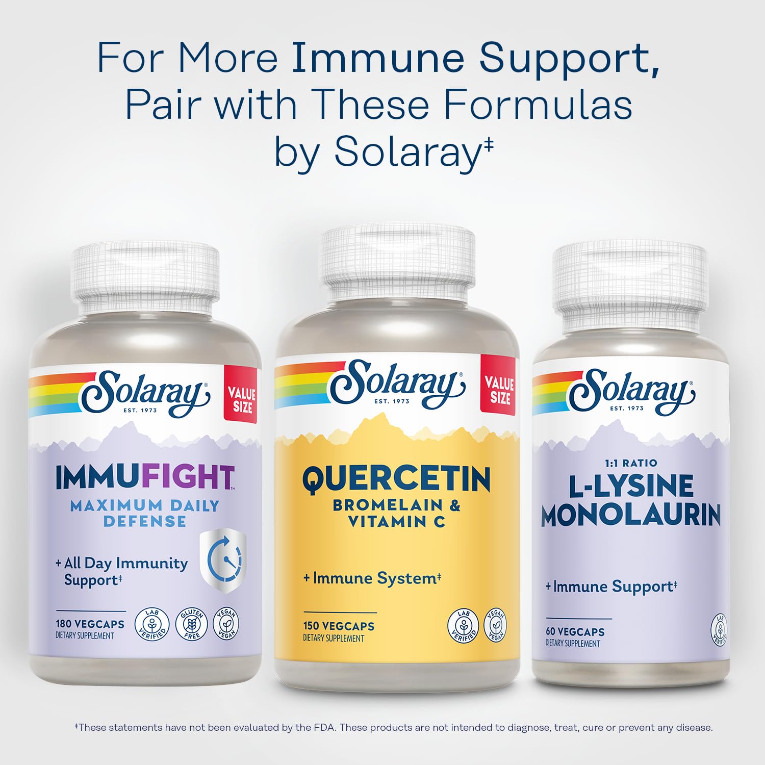 SOLARAY Quercetin Bromelain & Vitamin C – Immune Support, Antioxidant Activity, Vegan, 75 Servings, 60 Day Guarantee
