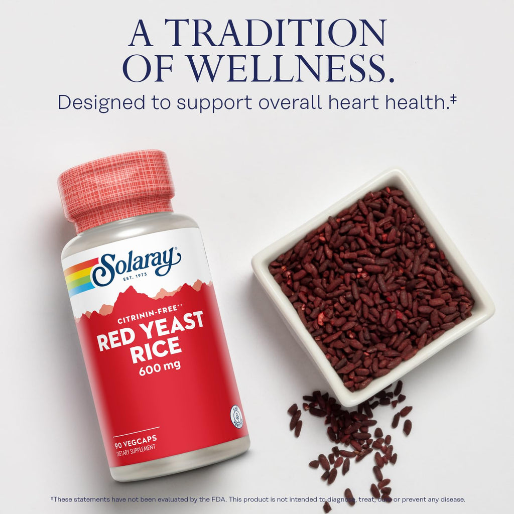 SOLARAY Red Yeast Rice – Non-Irradiated, Citrinin-Free, 90 Servings, 60-Day Guarantee