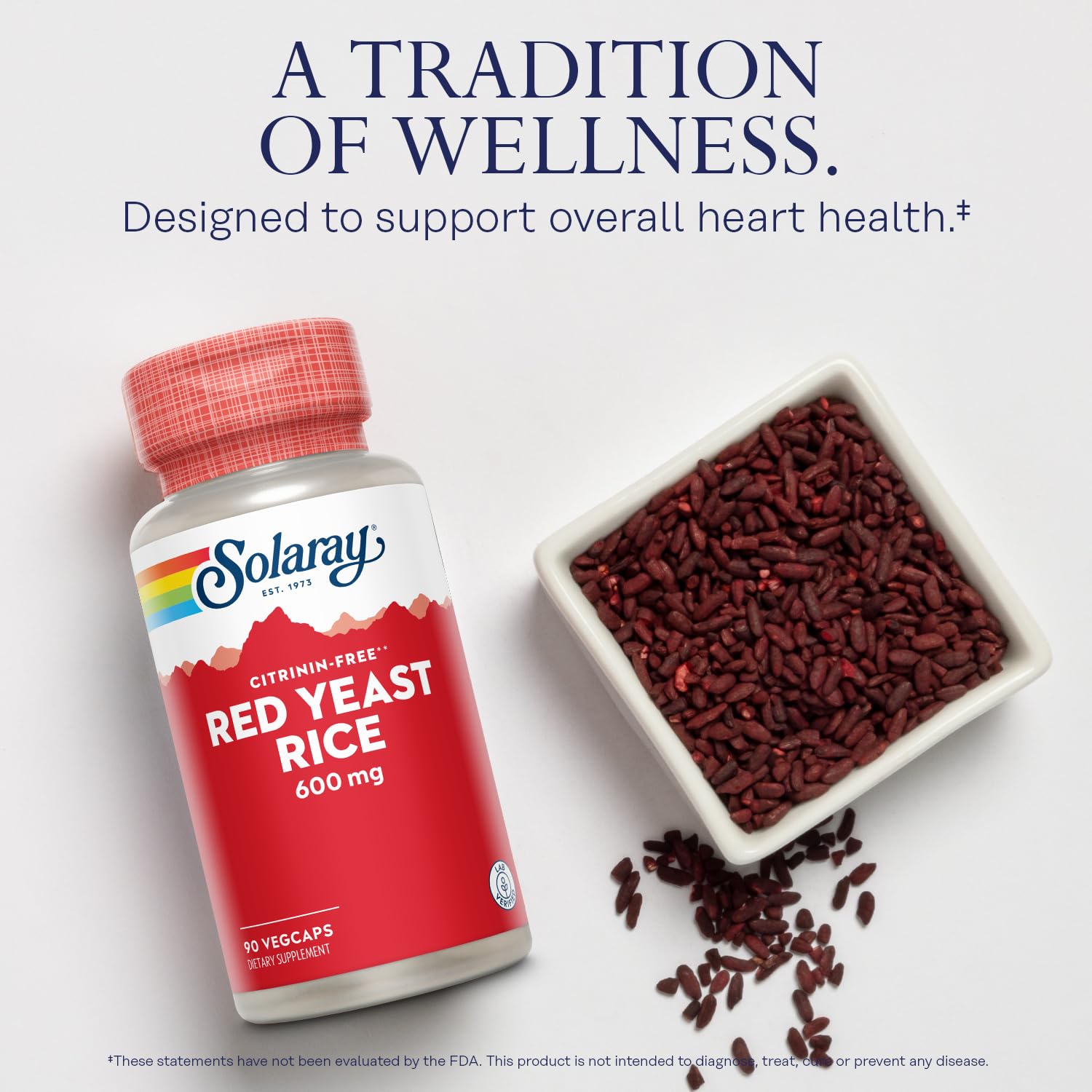 SOLARAY Red Yeast Rice – Non-Irradiated, Citrinin-Free, 90 Servings, 60-Day Guarantee