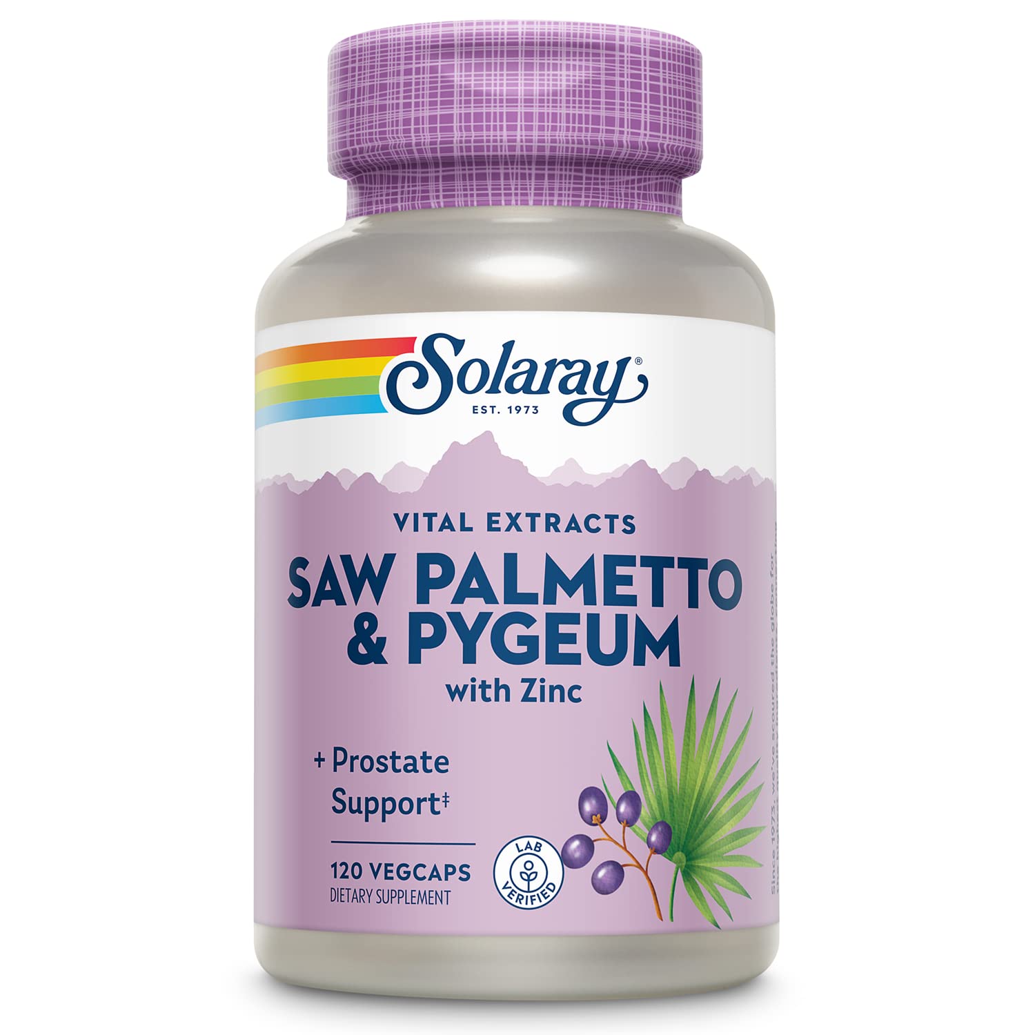 SOLARAY Saw Palmetto & Pygeum – Prostate Health Support for Men | Zinc, Pumpkin Seeds, Vitamin B6 | Vegan & Gluten Free | 30 Servings