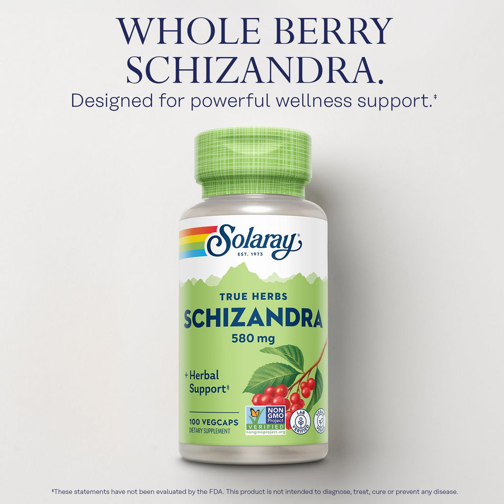 SOLARAY Schizandra 580 mg – Schisandra Supplement for Body Health & Wellness | 100 Servings, Vegan