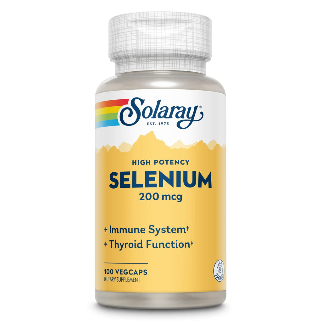 Solaray Selenium 200 mcg High Potency - 100 VegCaps | Immune, Thyroid & Antioxidant Support