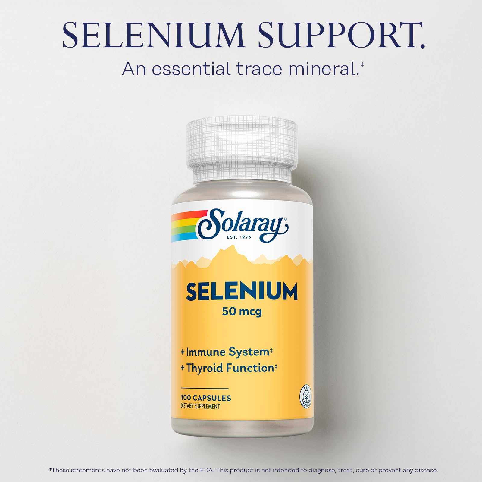Solaray Selenium 50 mcg, Healthy Immune System, Thyroid Function & Antioxidant Support, 100 Capsules