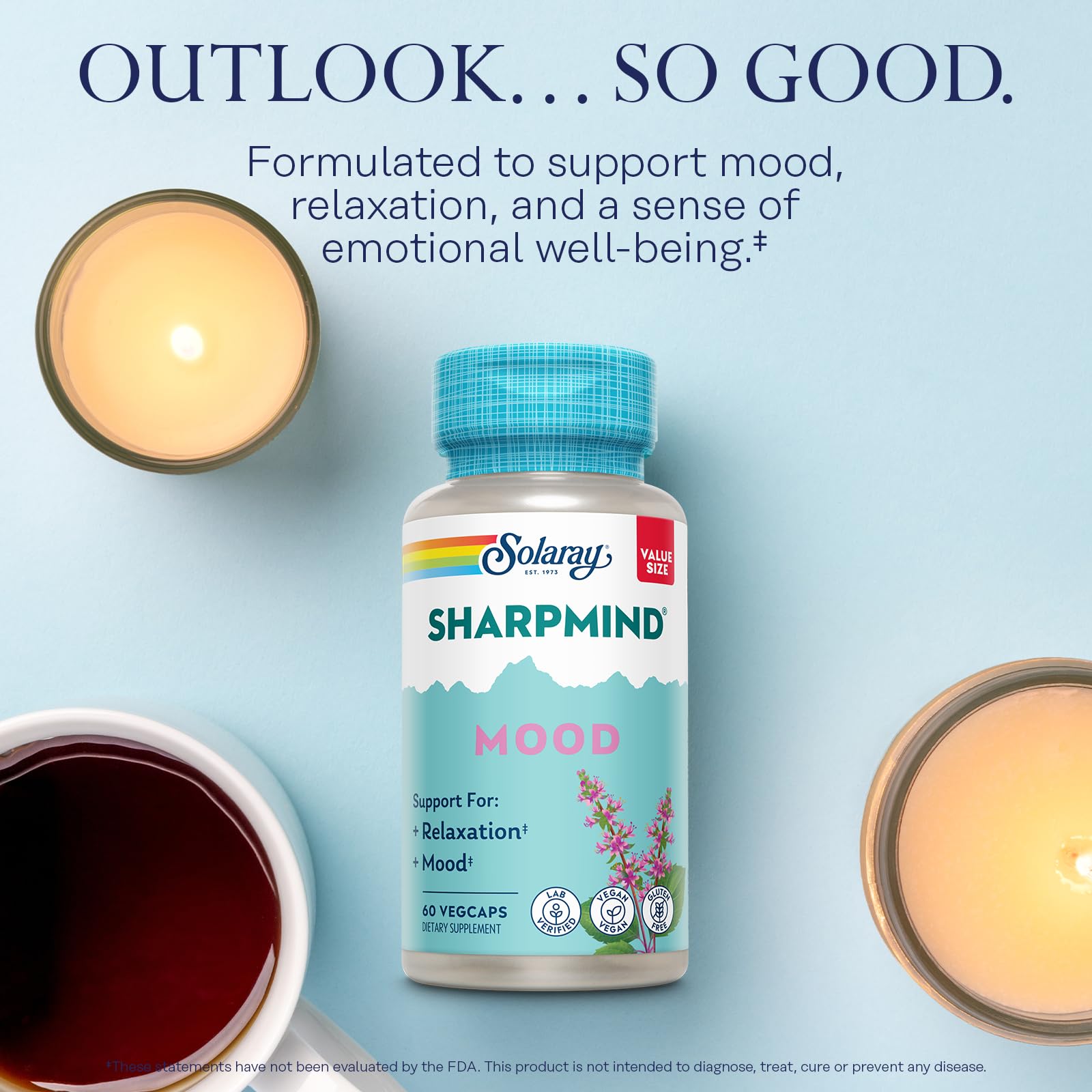 SOLARAY SharpMind Mood Support Supplement - Nootropic for Relaxation & Emotional Well-Being