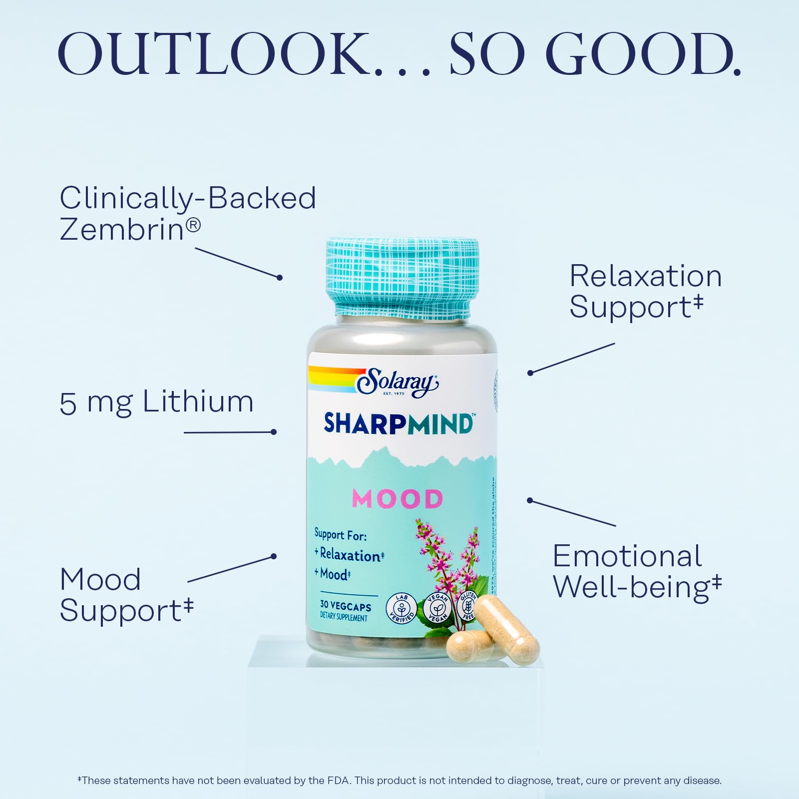 SOLARAY SharpMind Mood Support - Nootropic for Relaxation & Stress Relief