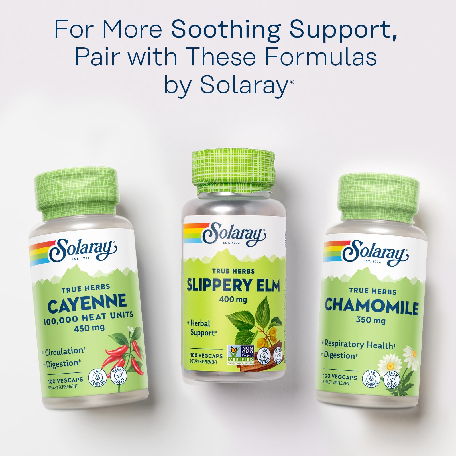 SOLARAY Slippery Elm Bark Capsules 400 mg – Soothing Herbal Support