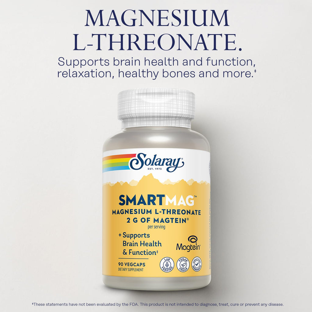 SOLARAY SmartMag Magtein Magnesium L-Threonate 2g – Brain Health Support, 30 Servings – Vegan