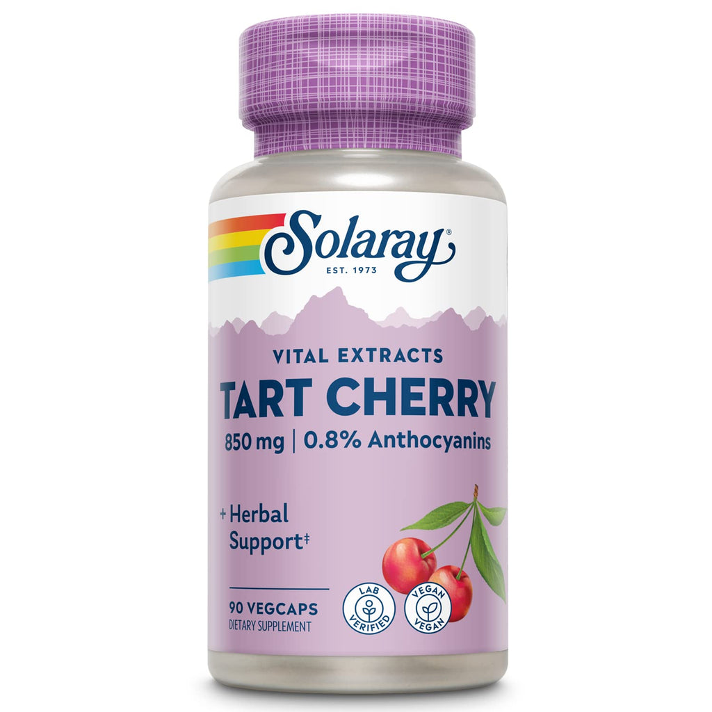 Solaray Tart Cherry Capsules 850mg – 0.8% Anthocyanins, Vegan, 45 Servings