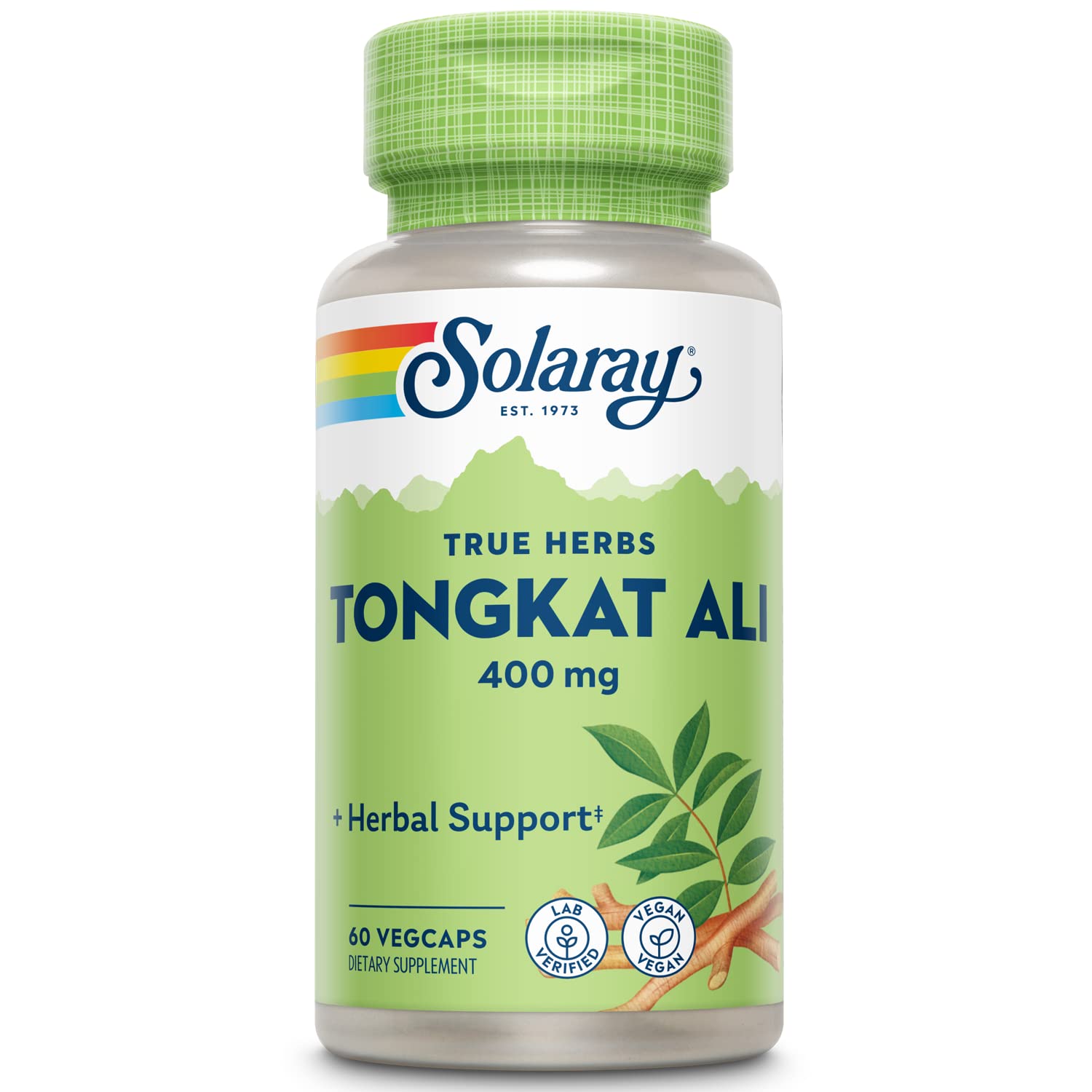 SOLARAY Tongkat Ali 400 mg - Longjack for Men | Vegan, Non-GMO, Lab Verified - 60 Servings