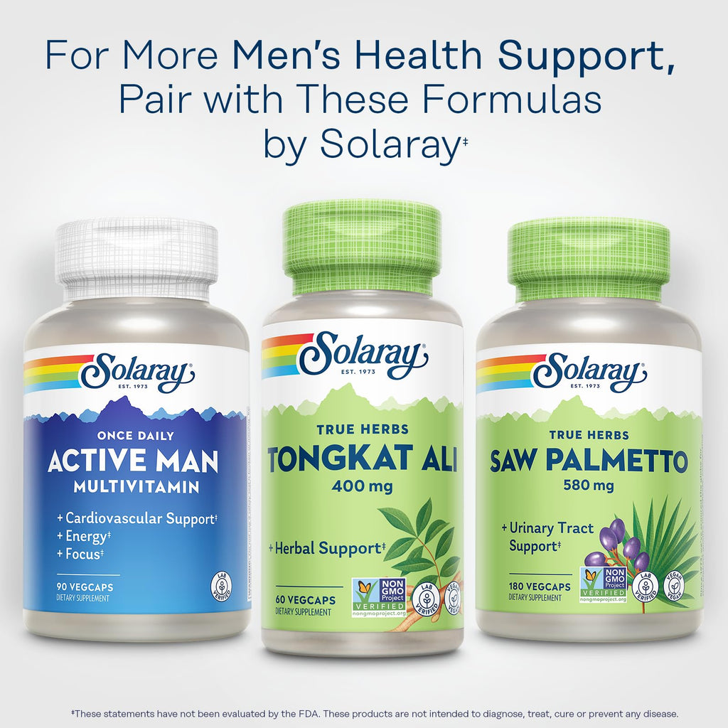 SOLARAY Tongkat Ali 400 mg - Longjack for Men | Vegan, Non-GMO, Lab Verified - 60 Servings