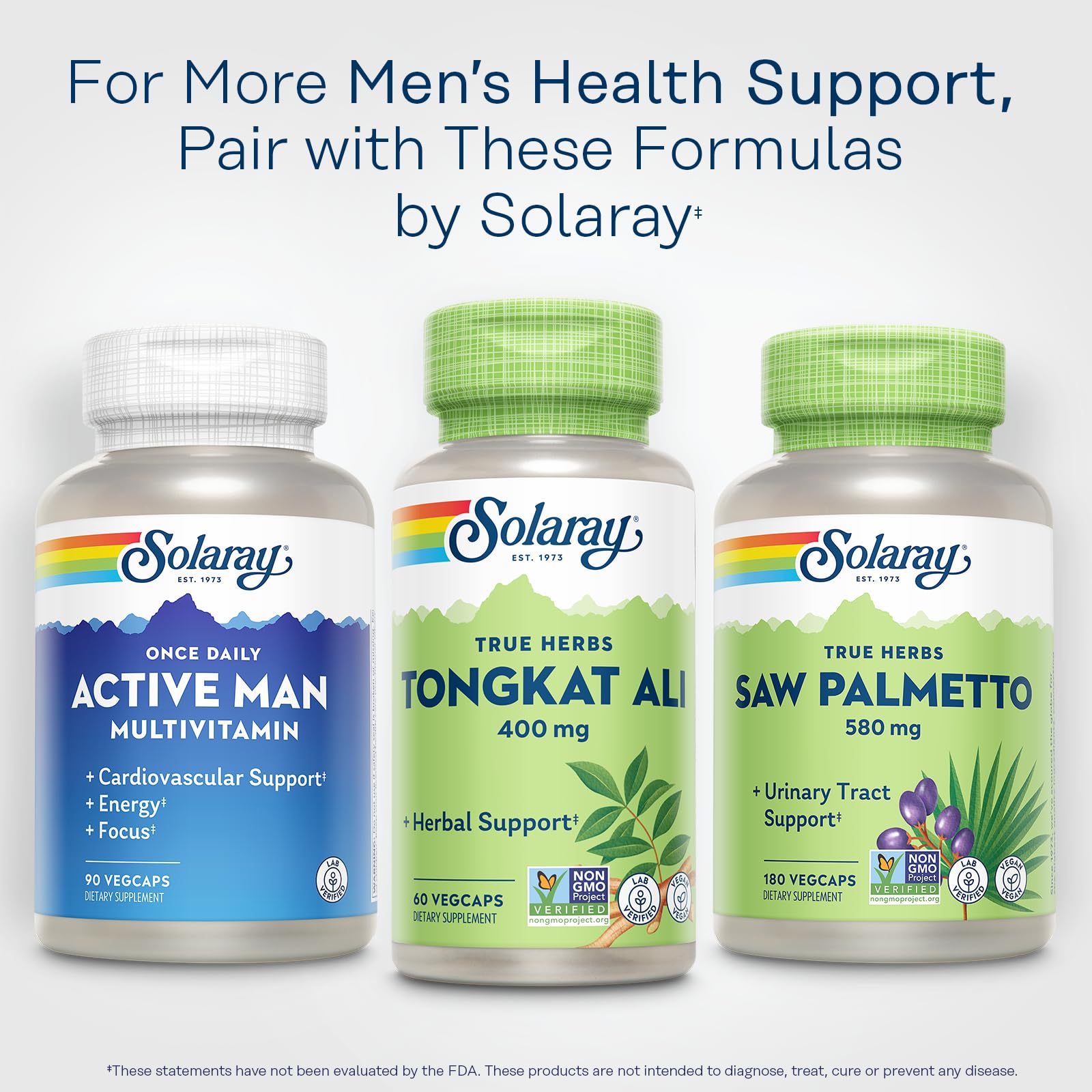 SOLARAY Tongkat Ali 400 mg - Longjack for Men | Vegan, Non-GMO, Lab Verified - 60 Servings
