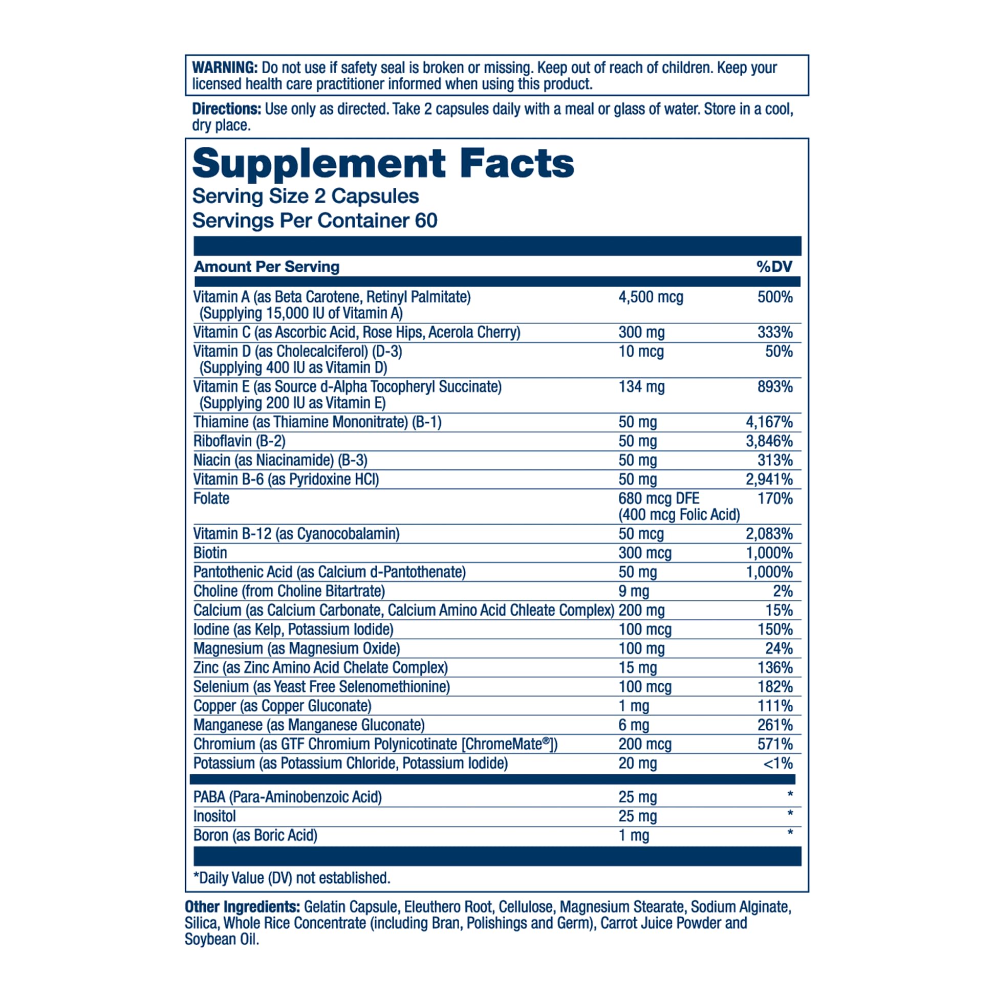 SOLARAY Iron Free Twice Daily Multivitamin | Immune & Energy | 120 CT