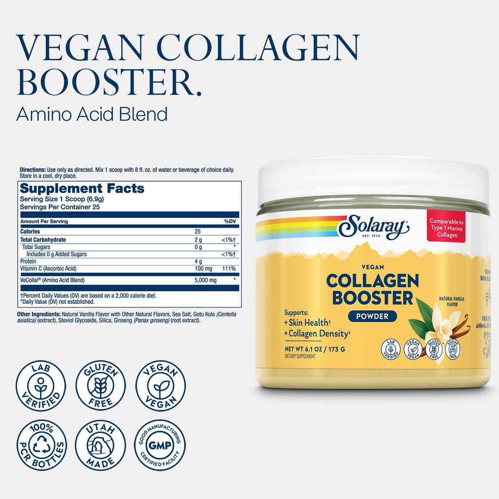 SOLARAY Vegan Collagen Booster – Plant-Based Type 1 Collagen Alternative | Skin Health & Collagen Density
