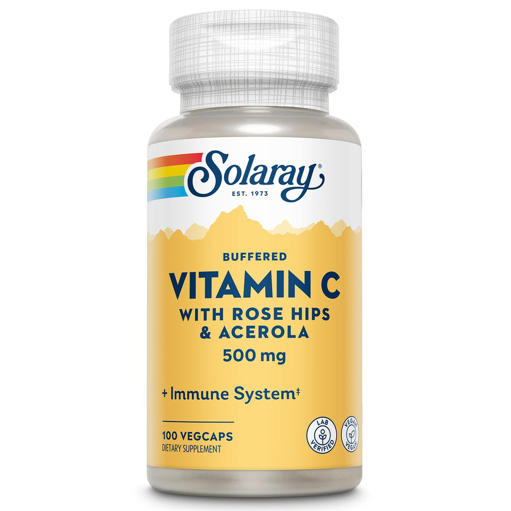 SOLARAY Buffered Vitamin C 500mg + Rose Hips & Acerola | Immune Support