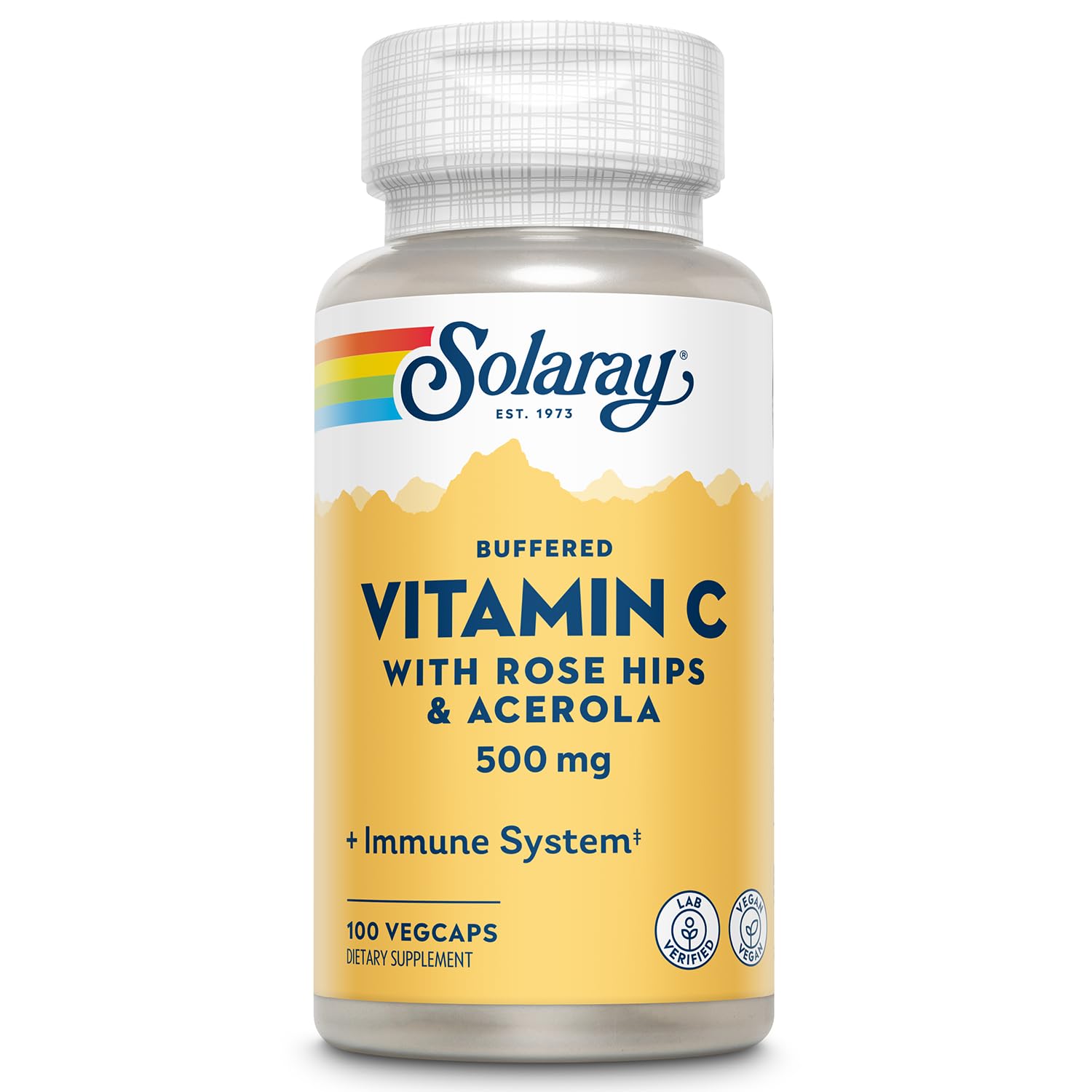 SOLARAY Buffered Vitamin C 500mg + Rose Hips & Acerola | Immune Support