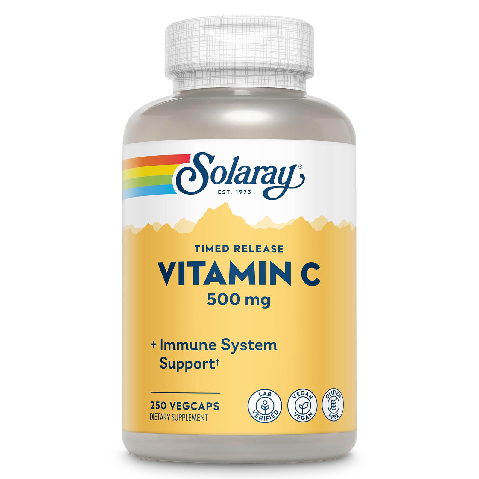 SOLARAY Vitamin C 500mg | Two-Stage Timed Release Immune Support - Vegan & Gluten Free