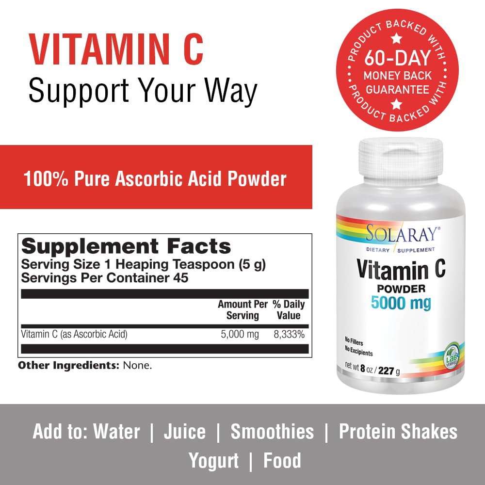 Solaray Vitamin C Crystalline Powder 8 oz - 5000 mg per Serving