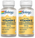 SOLARAY Vitamin E, Dry 200 IU w/Mixed Tocopherols | Healthy Cardiac Function & Skin Health Support | 100ct (Pack of 2)