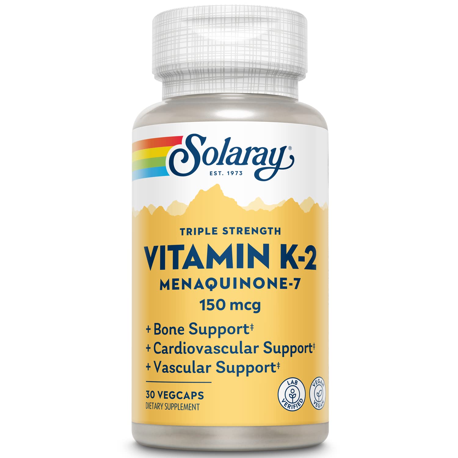 Solaray Vitamin K-2 MK-7 150 mcg Triple Strength | Heart & Bone Health | 30 ct