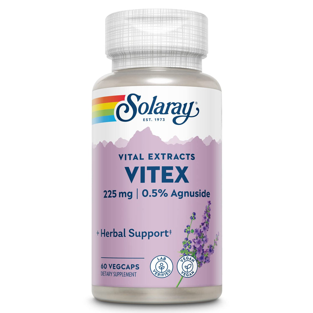 SOLARAY Vitex Berry Extract 225 mg – Chasteberry Supplement for Women | Hormone Balance, Vegan, Lab Verified | 60 Servings