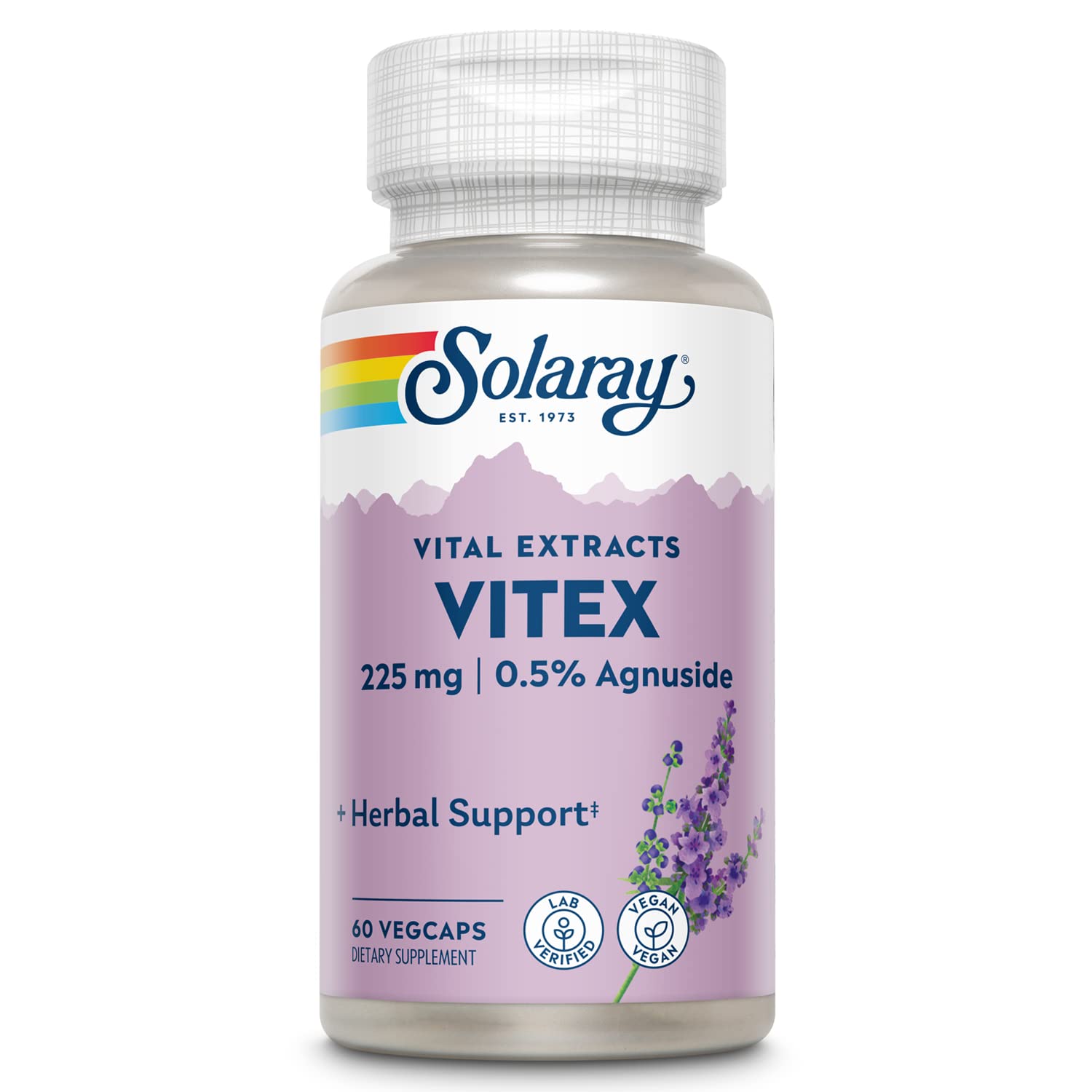 SOLARAY Vitex Berry Extract 225 mg – Chasteberry Supplement for Women | Hormone Balance, Vegan, Lab Verified | 60 Servings