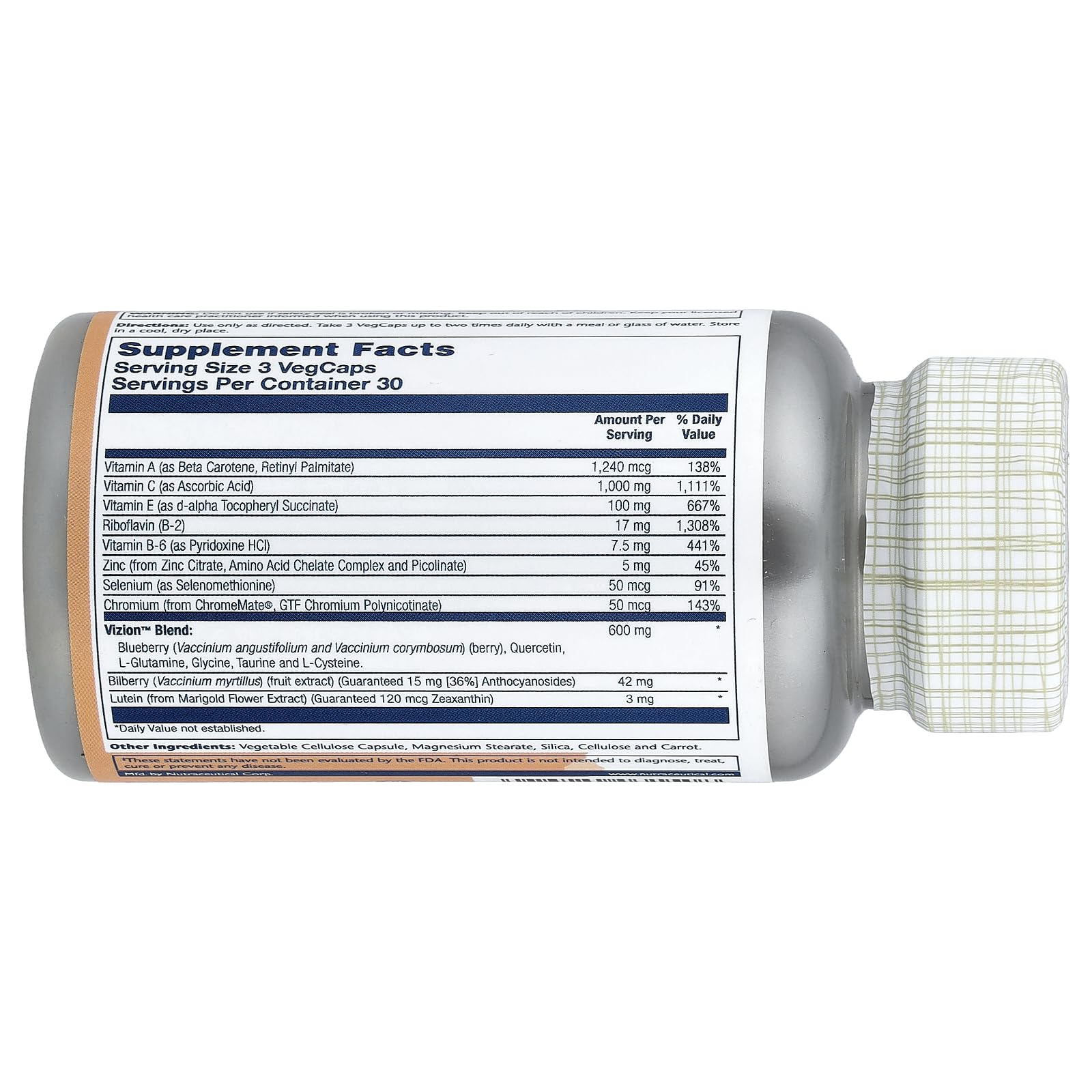 SOLARAY Vizion Veg Cap (Bottle-Plastic) 42mg | 90 Count