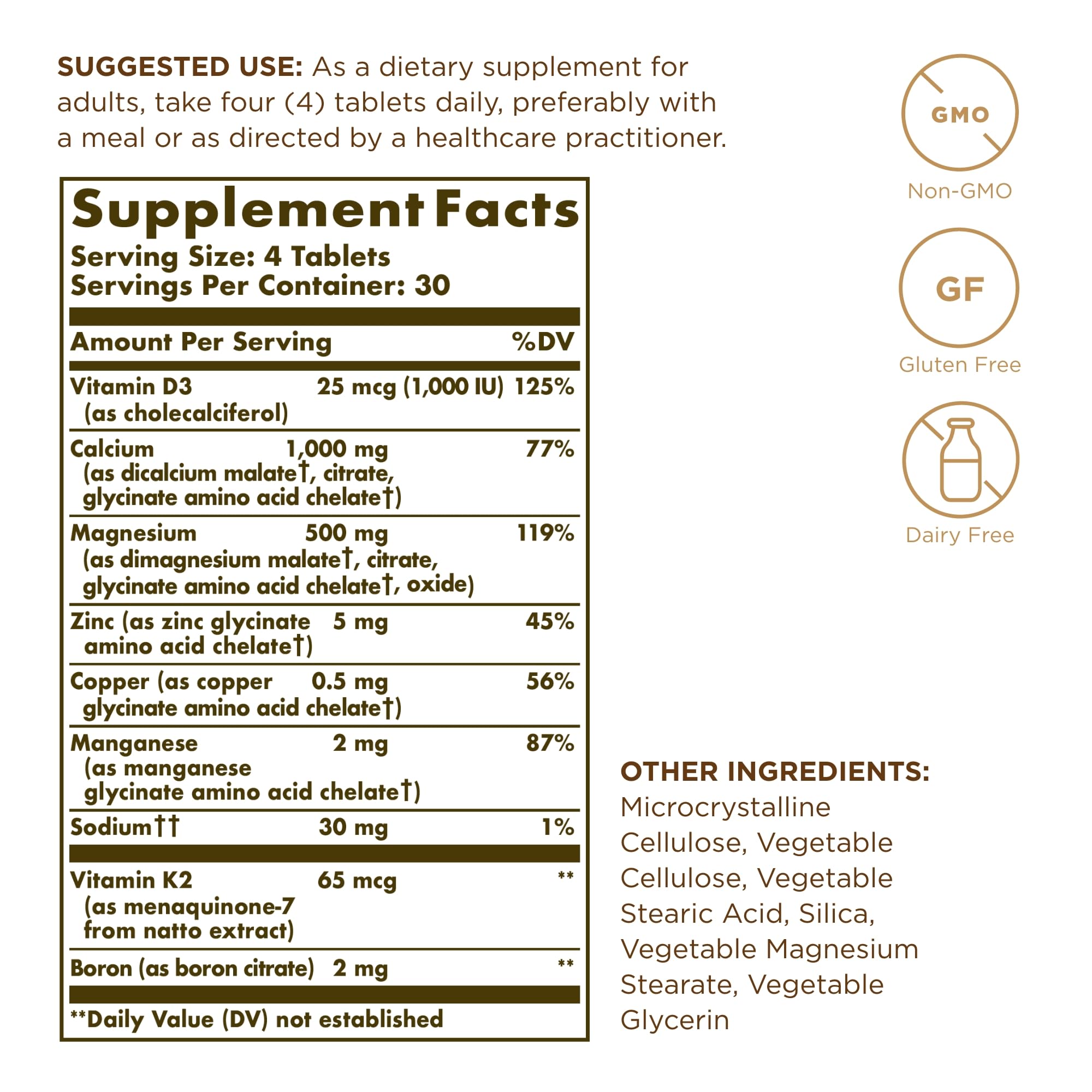 Solgar Advanced Calcium Complex - 120 Tablets (Pack of 2) with Zinc, Boron, Vitamins D3 & K2 | Non-GMO, Gluten Free, Dairy Free - 60 Total Servings