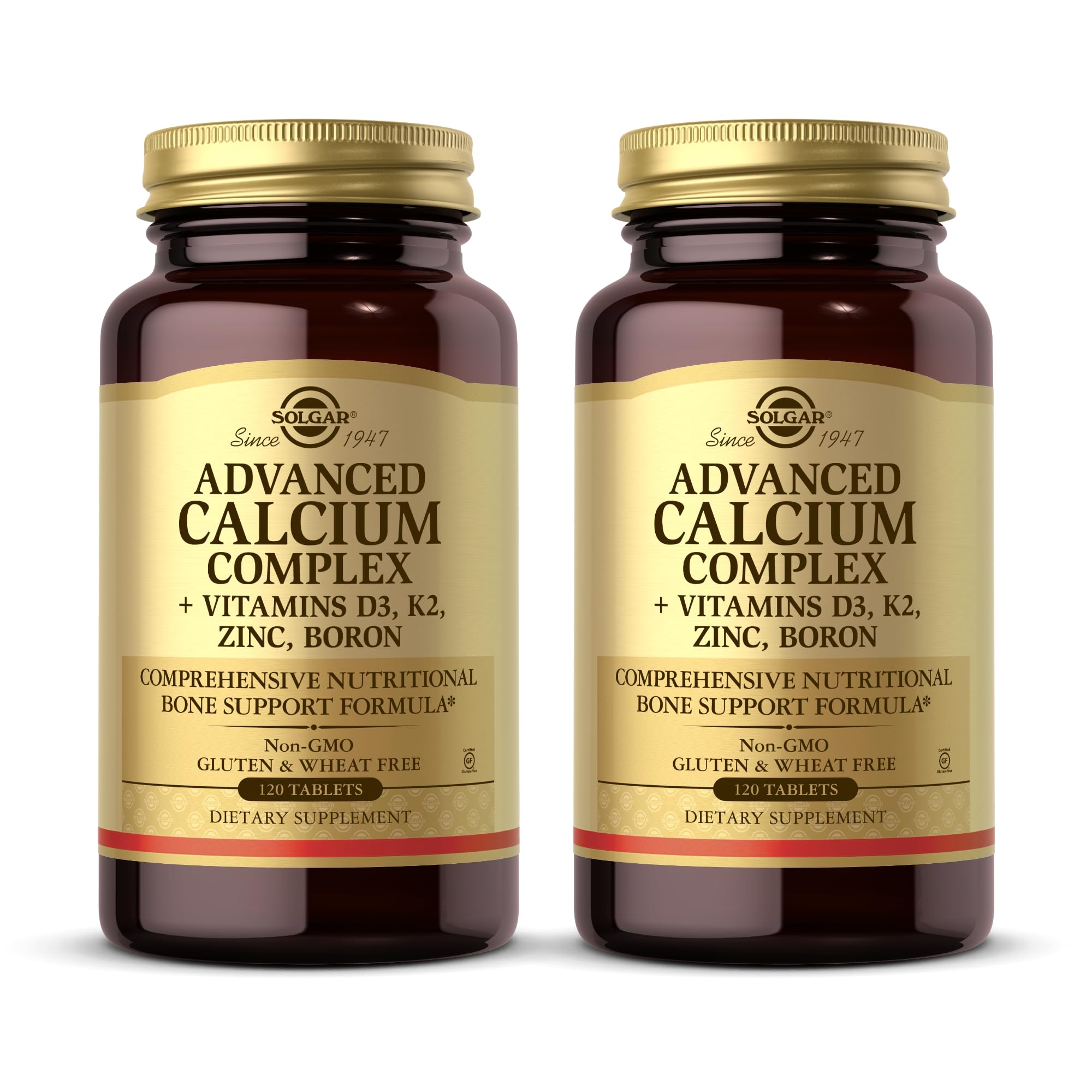 Solgar Advanced Calcium Complex - 120 Tablets (Pack of 2) with Zinc, Boron, Vitamins D3 & K2 | Non-GMO, Gluten Free, Dairy Free - 60 Total Servings