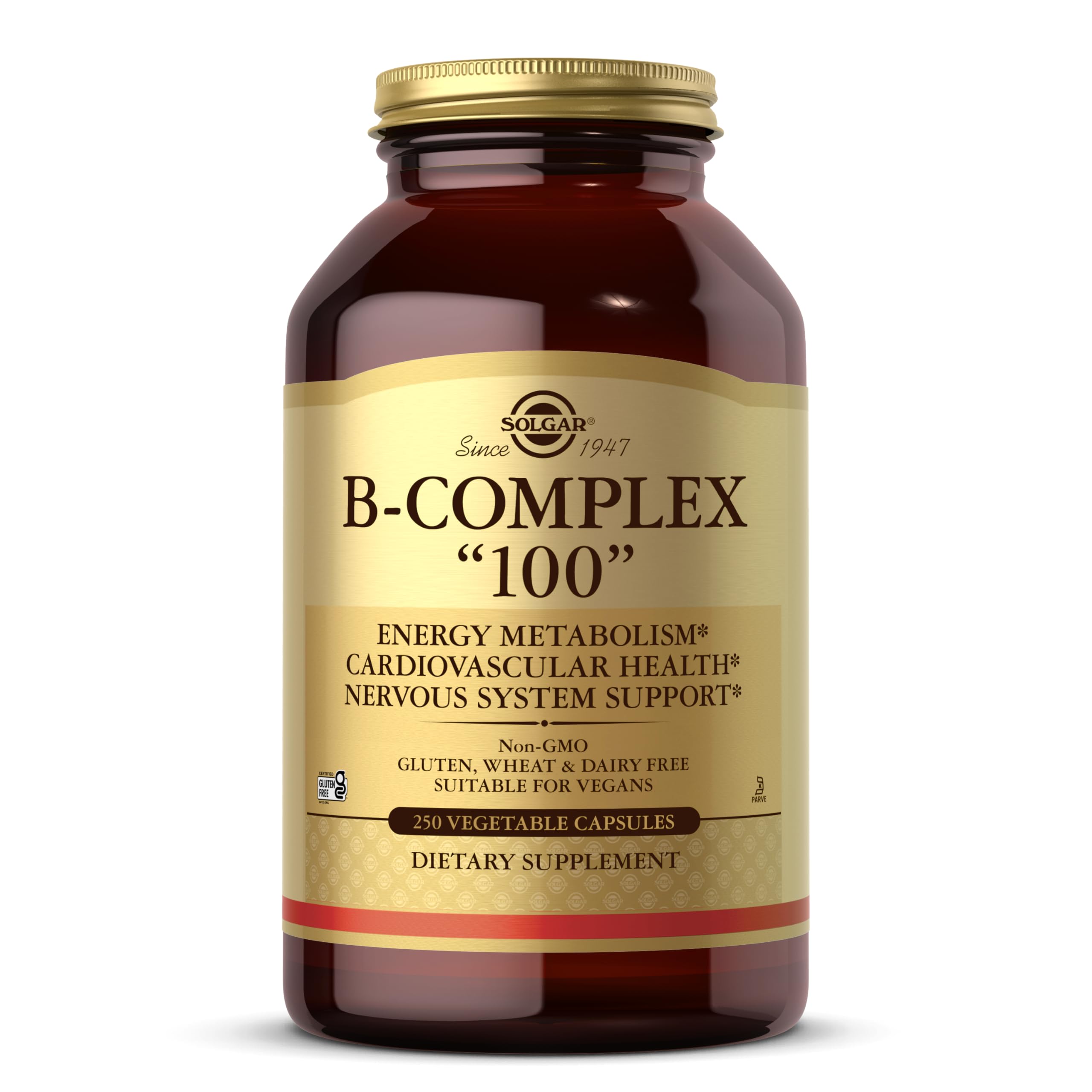 Solgar B-Complex 100 — 250 Veg Capsules for Energy & Nervous System Support | Vegan, Non-GMO