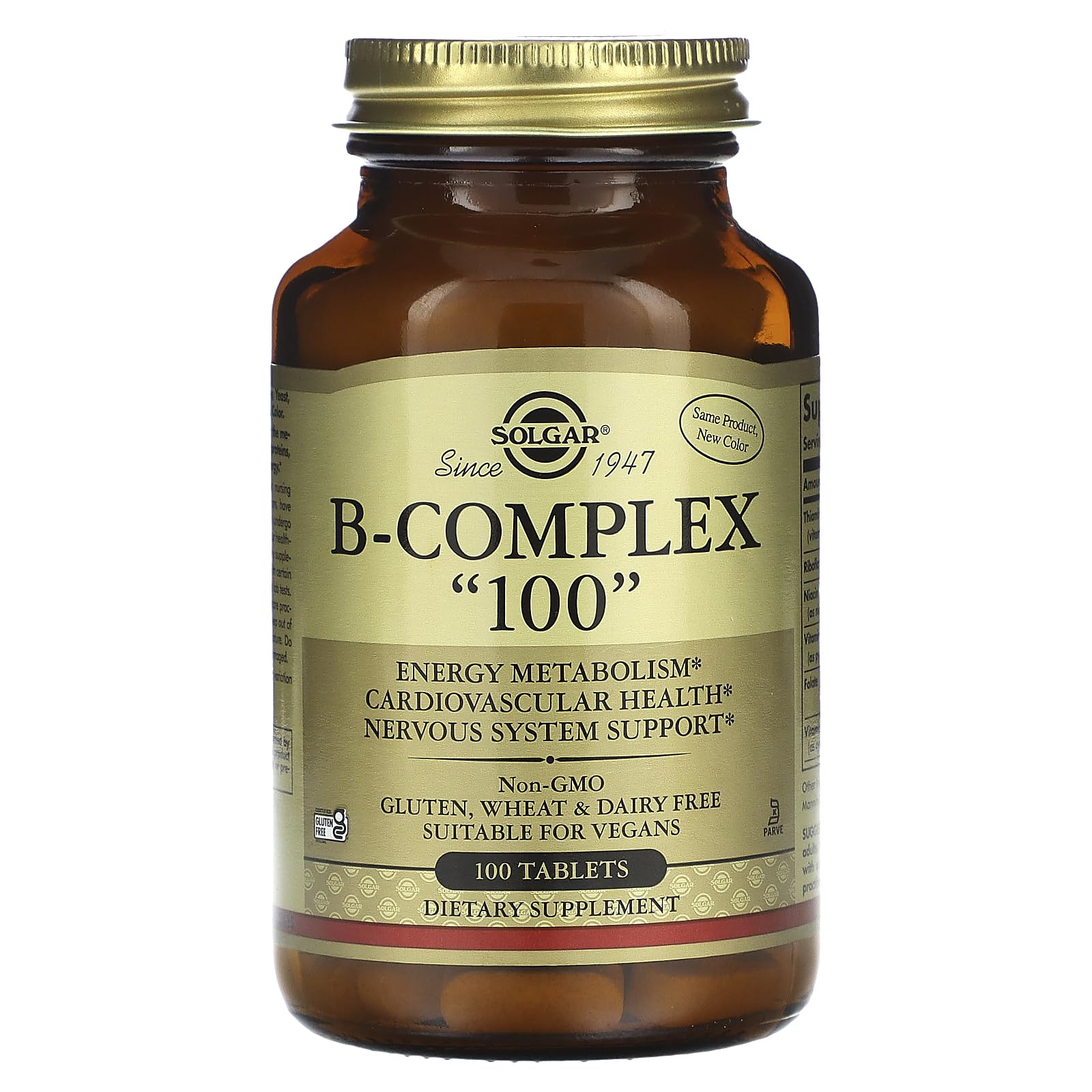 Solgar B-Complex 100 - 100 Tablets | Energy Metabolism, Cardiovascular Health & Nervous System Support - Non-GMO, Vegan, Gluten Free