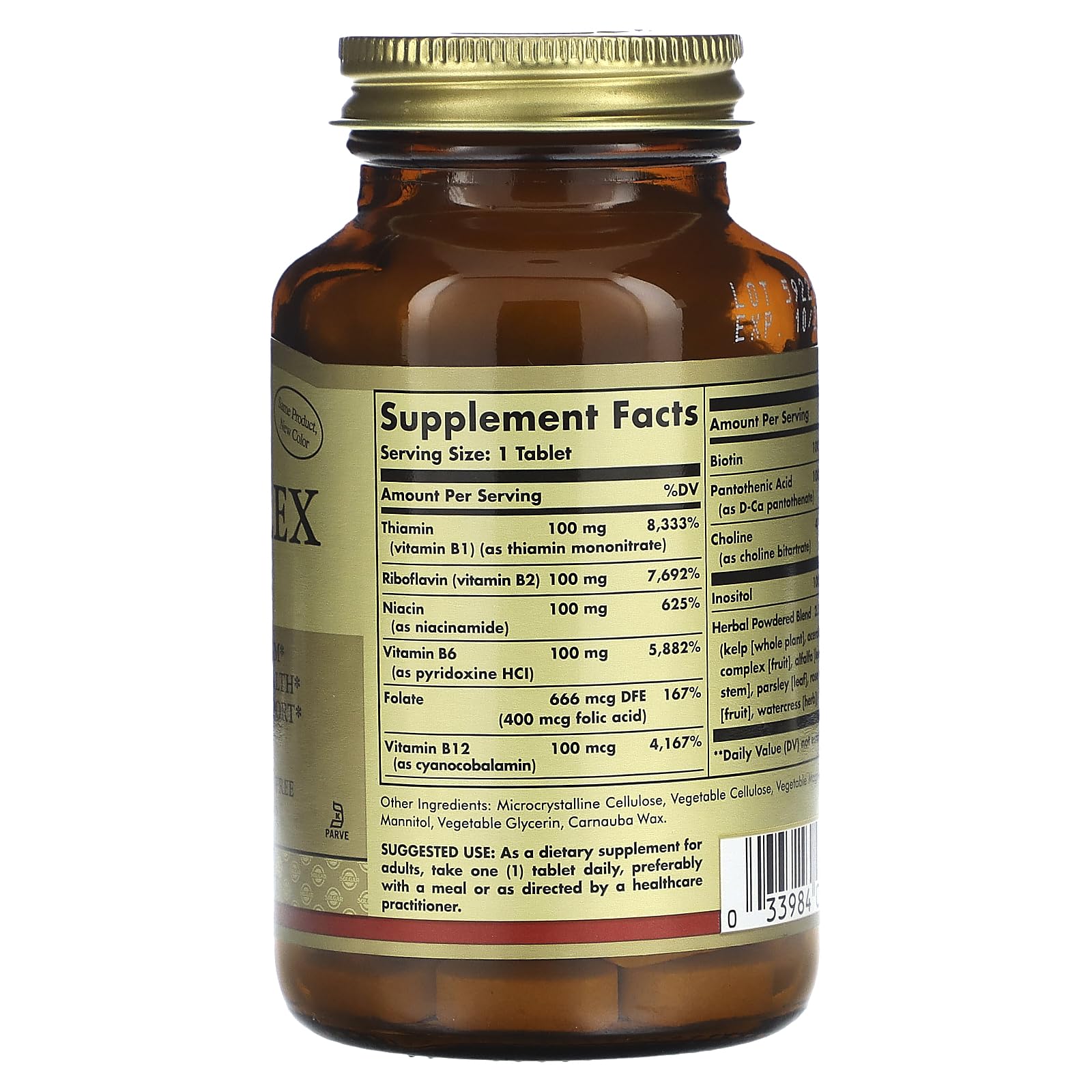 Solgar B-Complex 100 - 100 Tablets | Energy Metabolism, Cardiovascular Health & Nervous System Support - Non-GMO, Vegan, Gluten Free