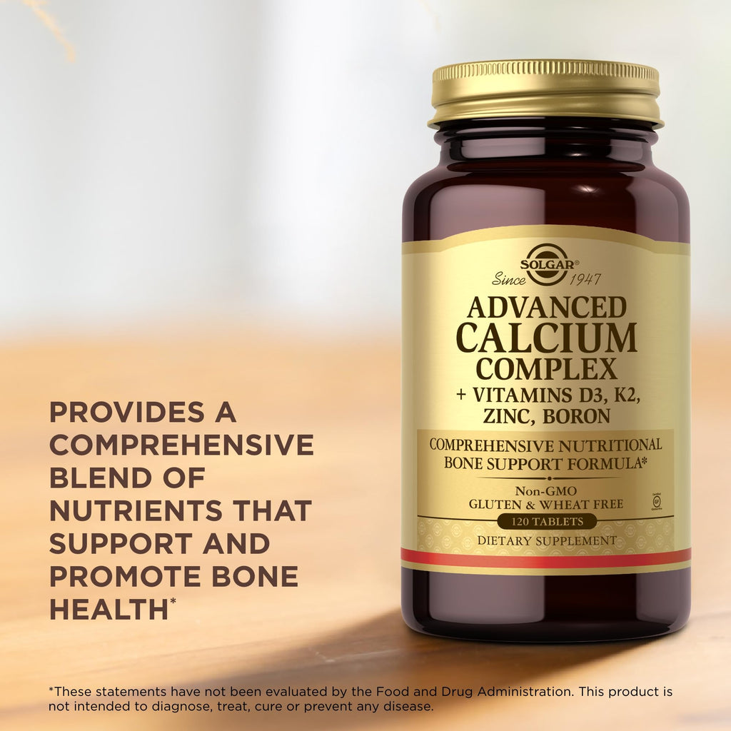 Solgar Advanced Calcium Complex - 120 Tablets (Pack of 2) with Zinc, Boron, Vitamins D3 & K2 | Non-GMO, Gluten Free, Dairy Free - 60 Total Servings