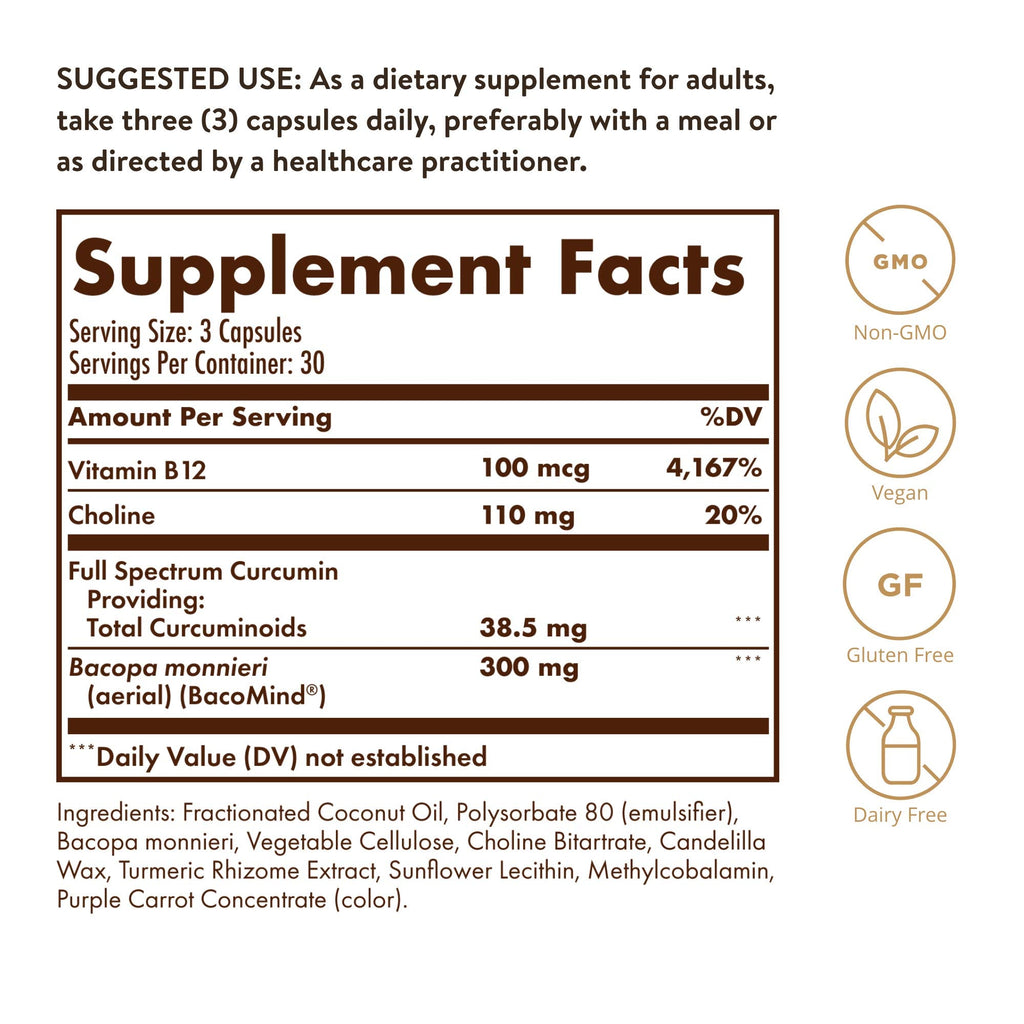 Solgar Full Spectrum Curcumin Brain Works - 90 Licaps | Memory, Focus & Cognitive Support
