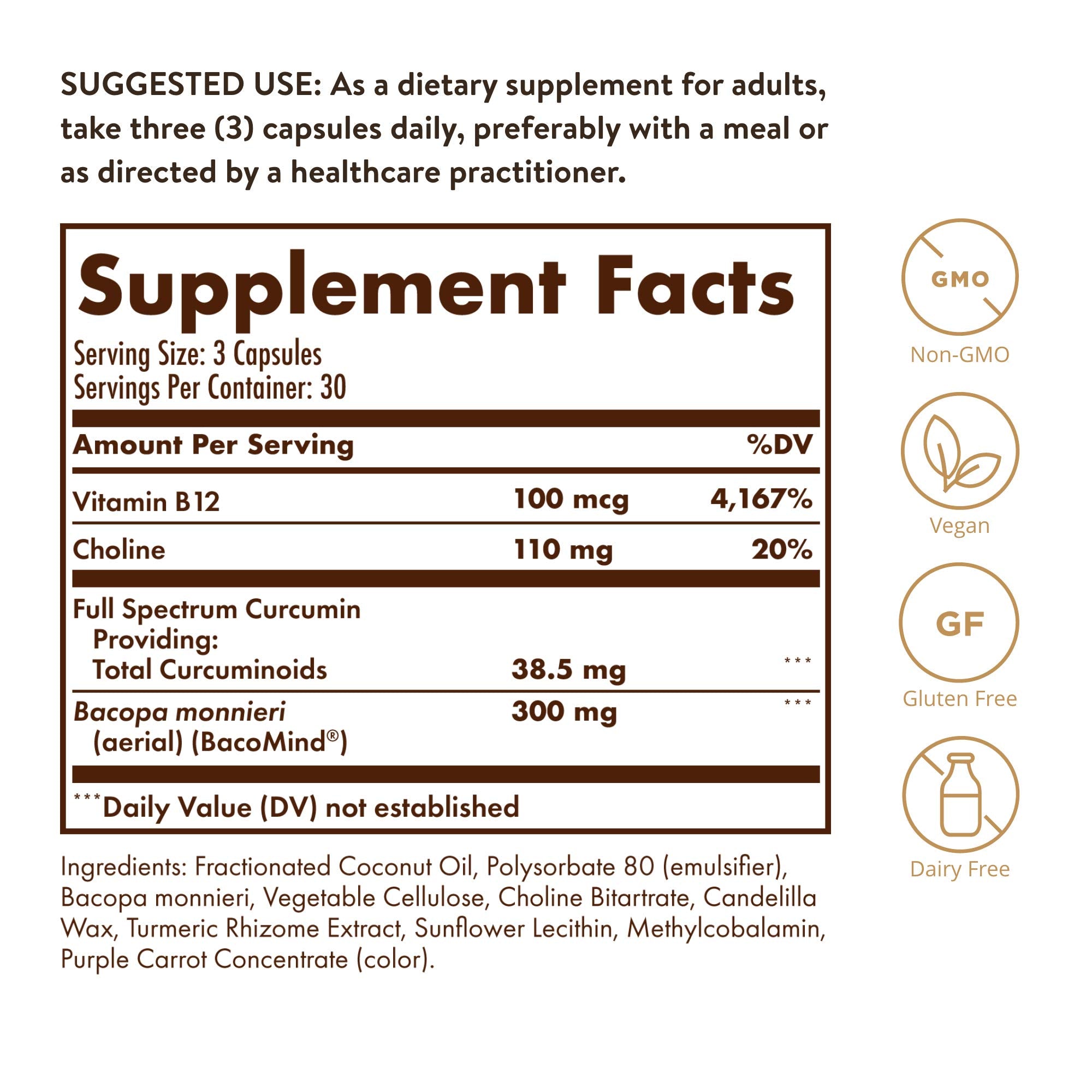 Solgar Full Spectrum Curcumin Brain Works - 90 Licaps | Memory, Focus & Cognitive Support