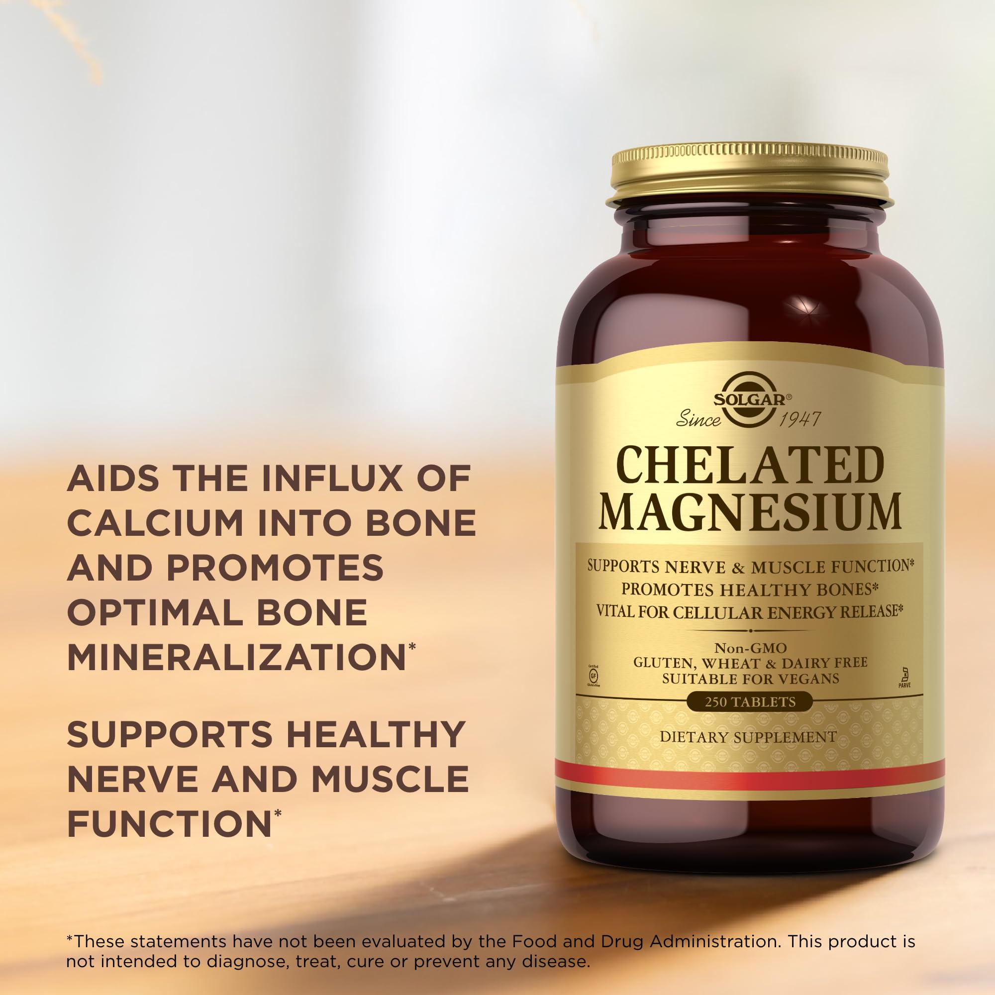 Solgar Chelated Magnesium - 250 Tablets | Supports Nerve & Muscle Function