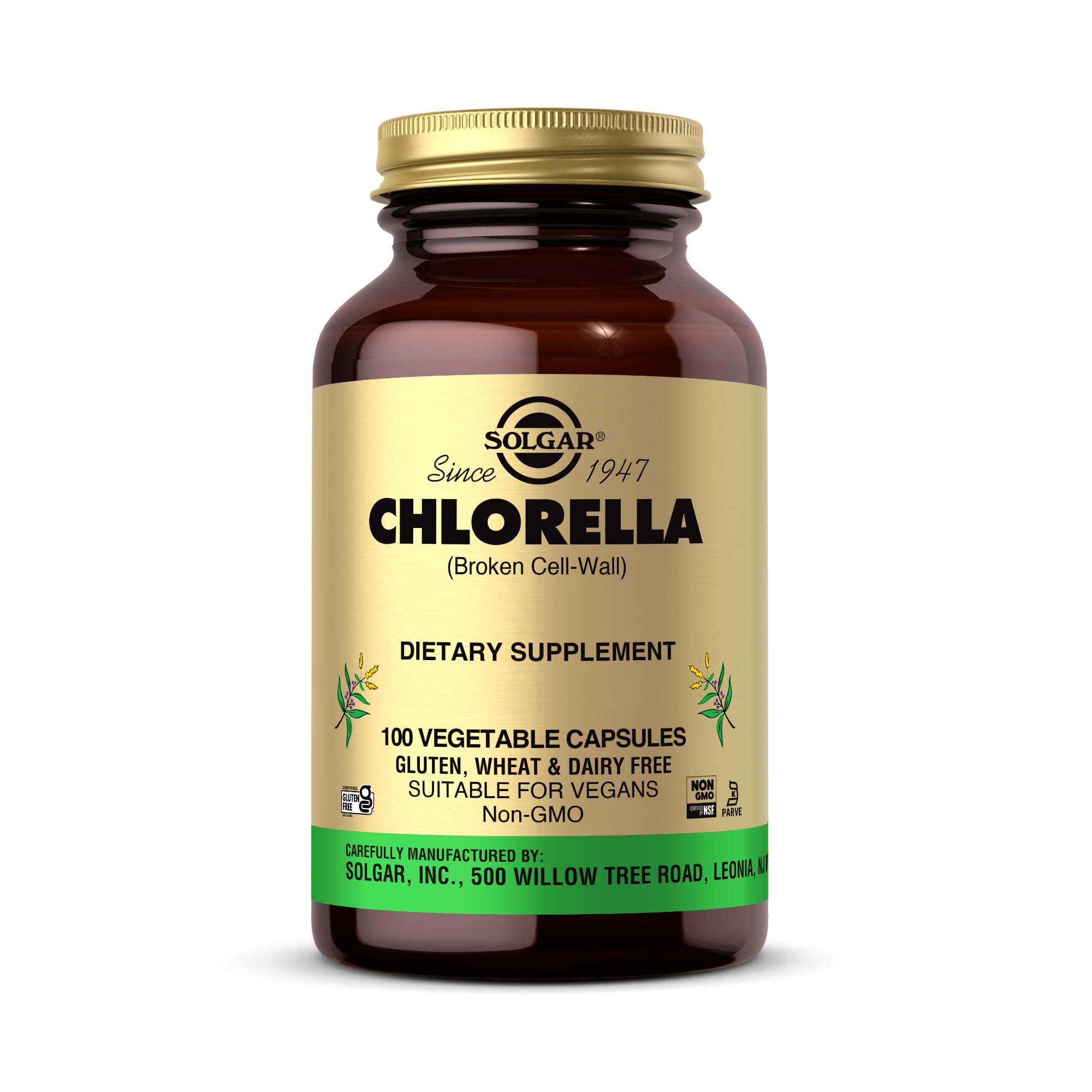 Solgar Chlorella 100 Vegetable Capsules - Maximum Absorption | Non-GMO, Vegan, Gluten Free, Kosher - 100 Servings