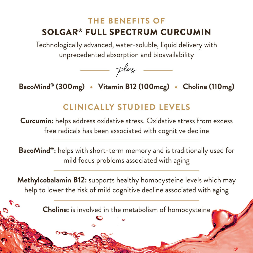 Solgar Full Spectrum Curcumin Brain Works - 90 Licaps | Memory, Focus & Cognitive Support
