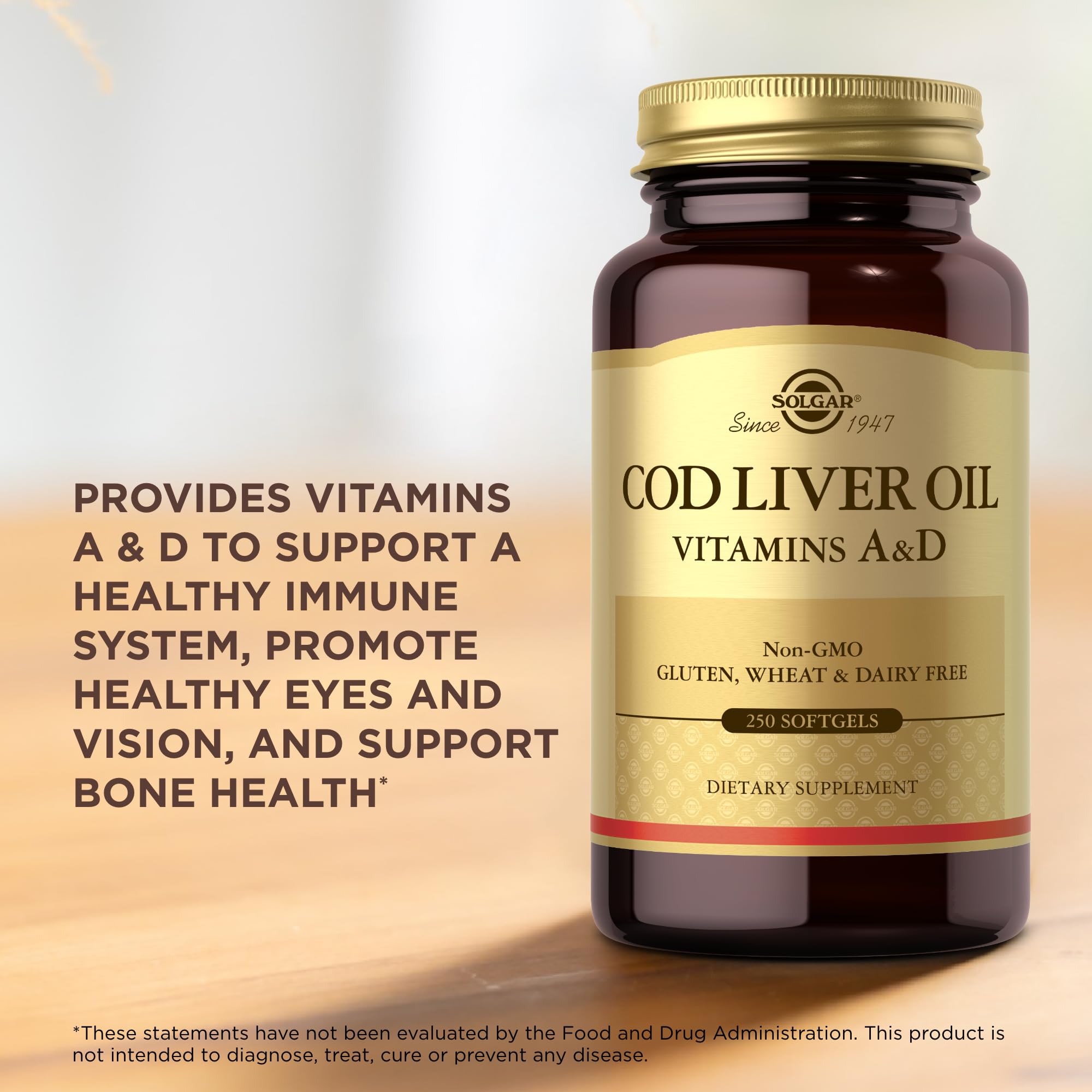 Solgar Cod Liver Oil - 250 Softgels (Pack of 2) | Vitamins A & D | Non-GMO, Gluten Free