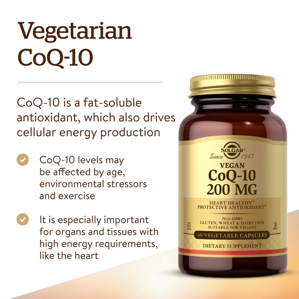 Solgar Vegetarian CoQ-10 200 mg – 60 Vegetable Capsules | Heart Health & Antioxidant